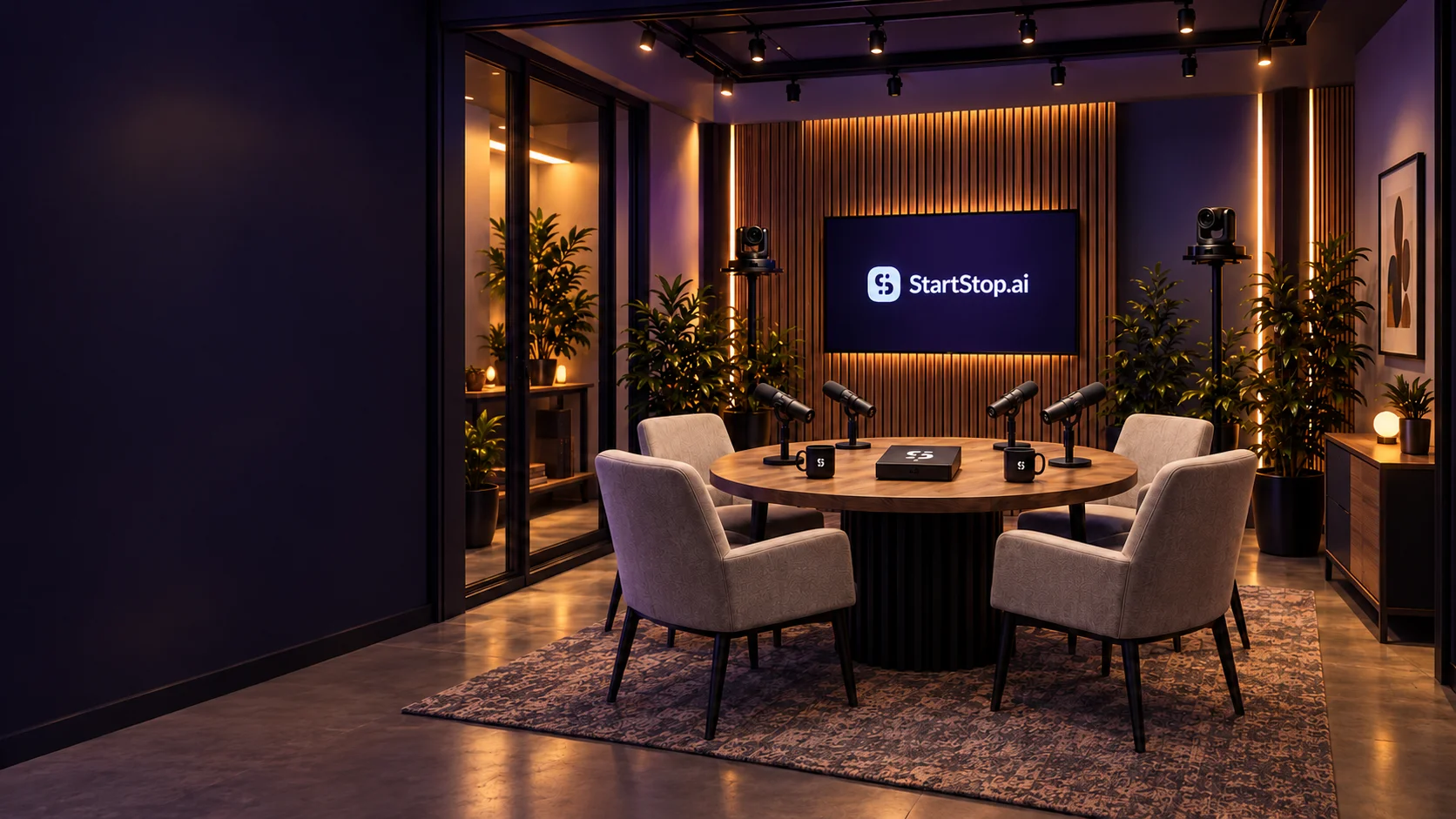 An integrated podcast studio.