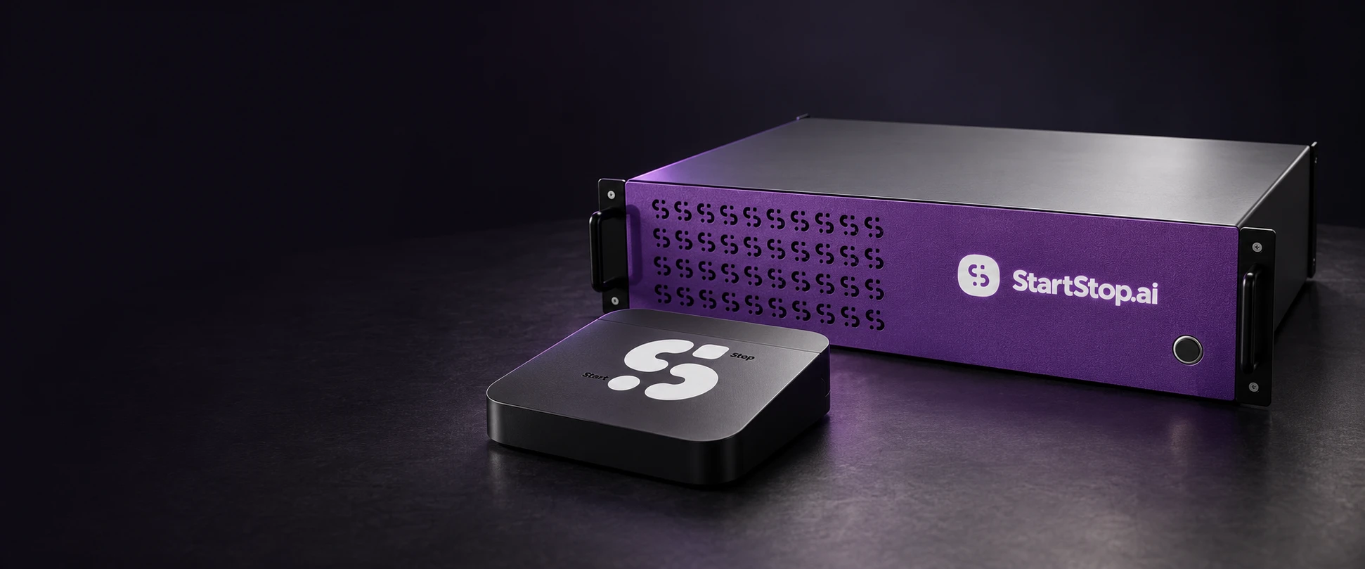 StartStop Producer with purple front panel. StartStop tabletop HUB.